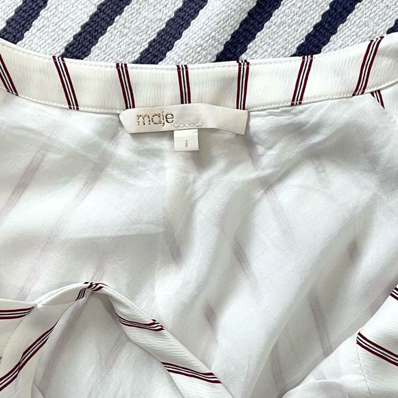 Maje Rabano Striped Suspender Midi Dress Small - Picture 12 of 13